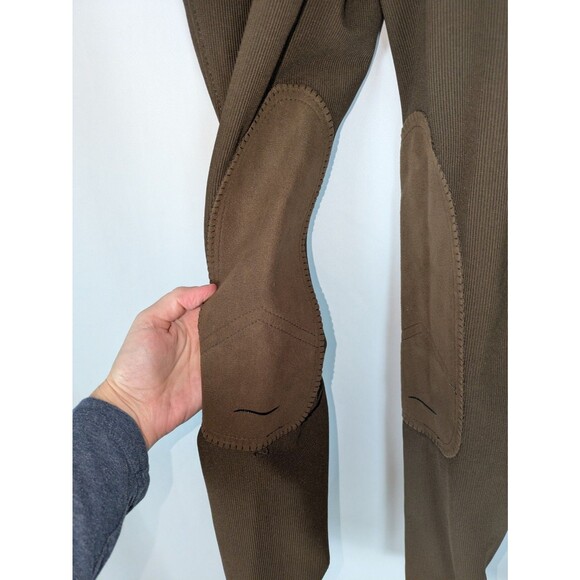 Tuffrider Breeches 28 Women's Brown Front Zip Knee Patches Rib High Rise Pocket - Picture 2 of 7